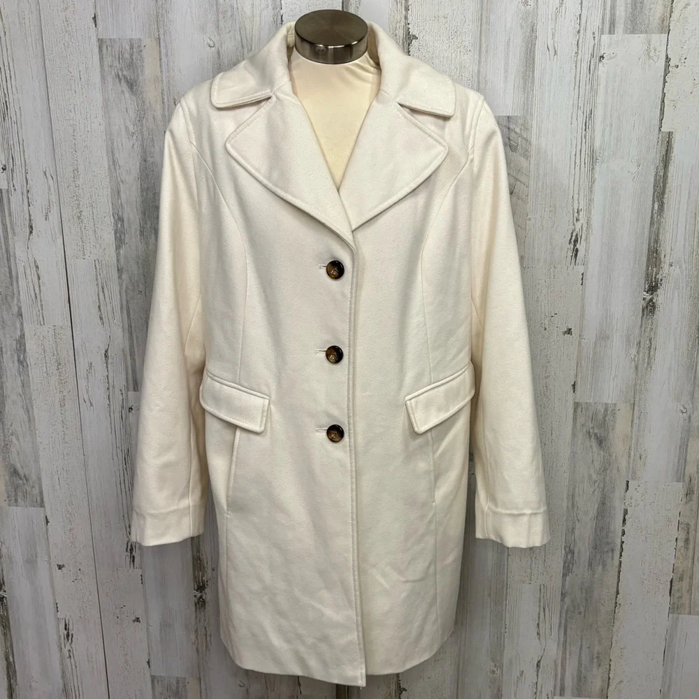 Liz Claiborne Cream Wool Blend Coat